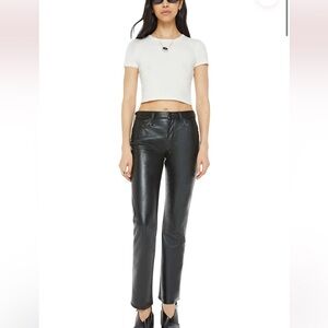 MOTHER Denim Smarty Pants Skimp jeans in Black Faux Leather 29 NWT
